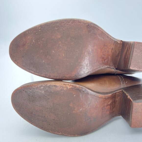 Frye Courtney Overlay Stud Women Size 6B Brown Cognac Leather Laser Cut Boot - Picture 11 of 15